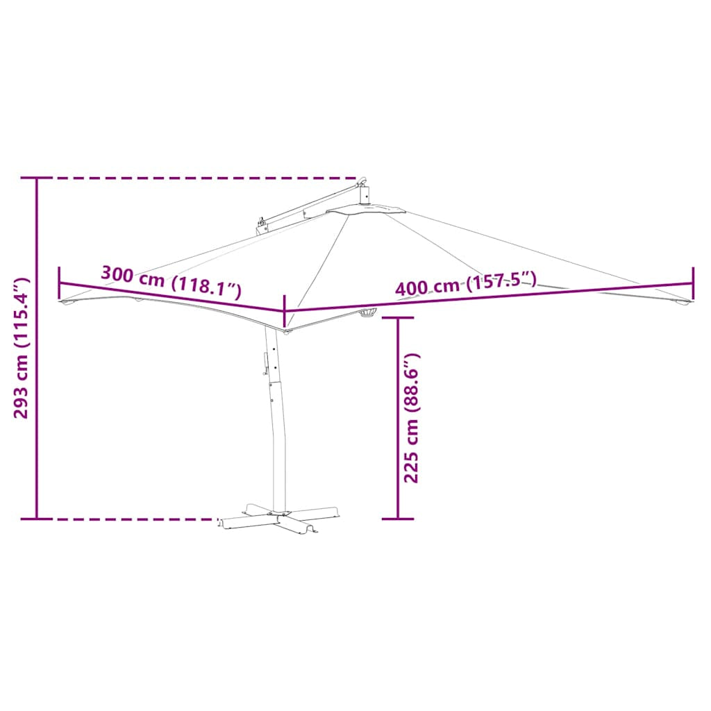 Vidaxl Sombrilla Jardín Voladiza Con Palo De Madera Taupe 400x300 Cm_2