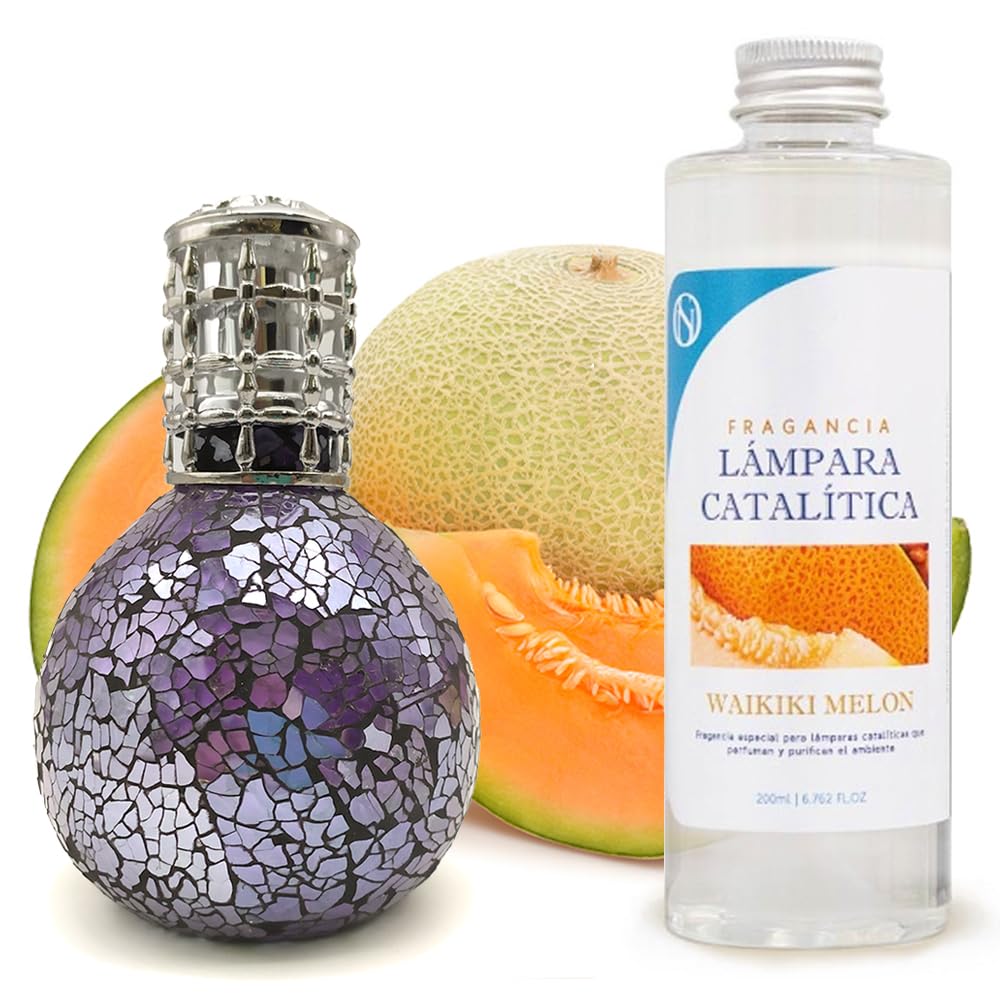 Lámpara Catalítica Mosaico Azul Océano + Aroma Waikiki Melon 200ml - Elimina Malos Olores, Impurezas Y Perfuma_0