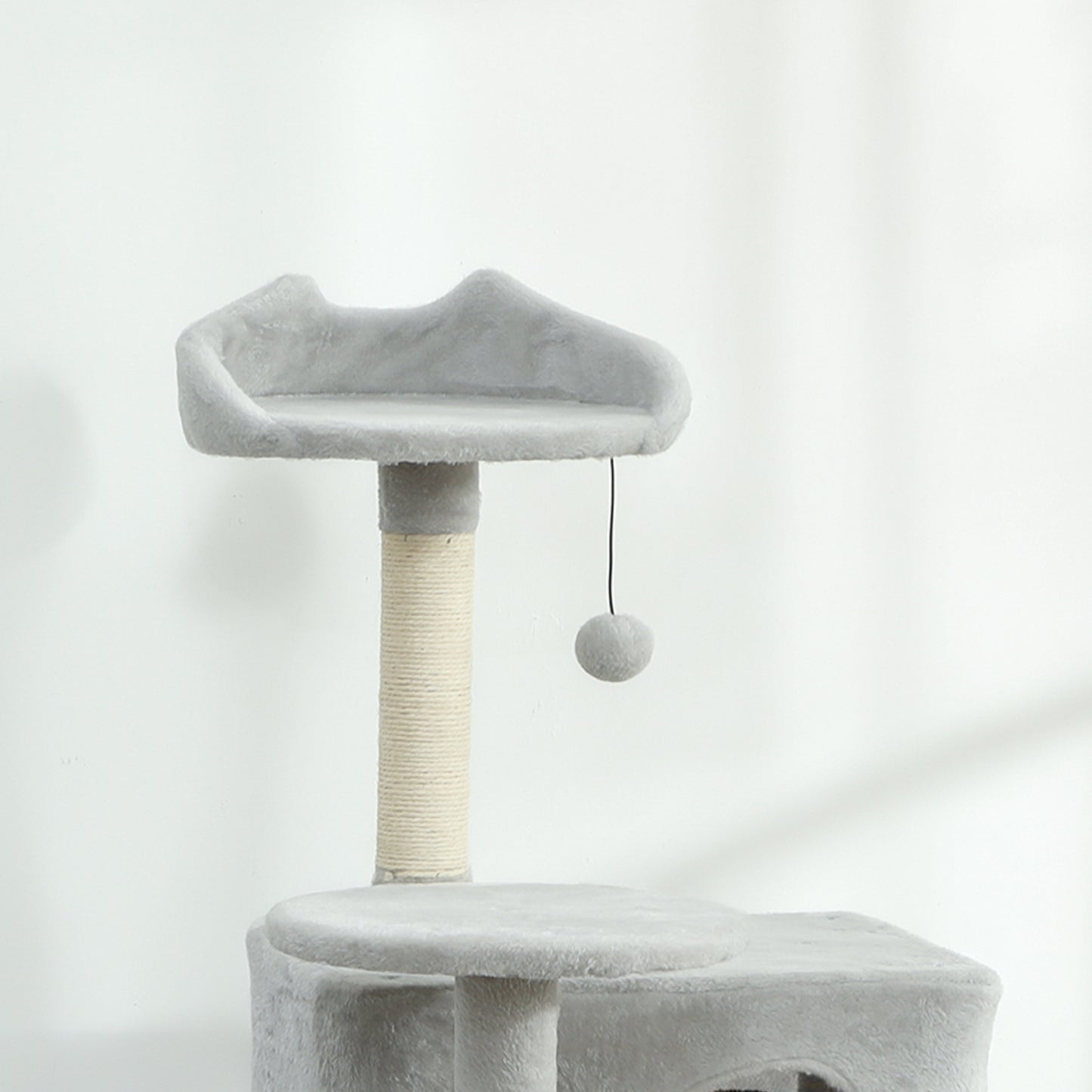 Pawhut Árbol Rascador Para Gatos 140 Cm Con Múltiples Plataformas Gris Claro_3