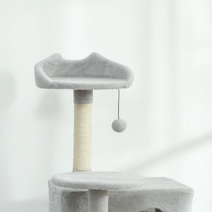 Pawhut Árbol Rascador Para Gatos 140 Cm Con Múltiples Plataformas Gris Claro_3
