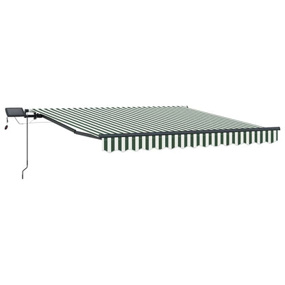Toldo Retráctil Verde Y Blanco 350 X 250 Cm Tela Y Aluminio_0