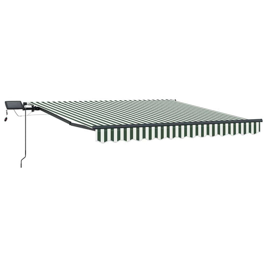 Toldo Retráctil Verde Y Blanco 350 X 250 Cm Tela Y Aluminio_0