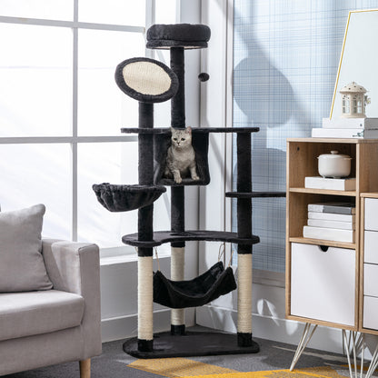 Pawhut Rascador Para Gatos 153 Cm Con Cueva Plataformas Postes De Sisal Y Bola_1