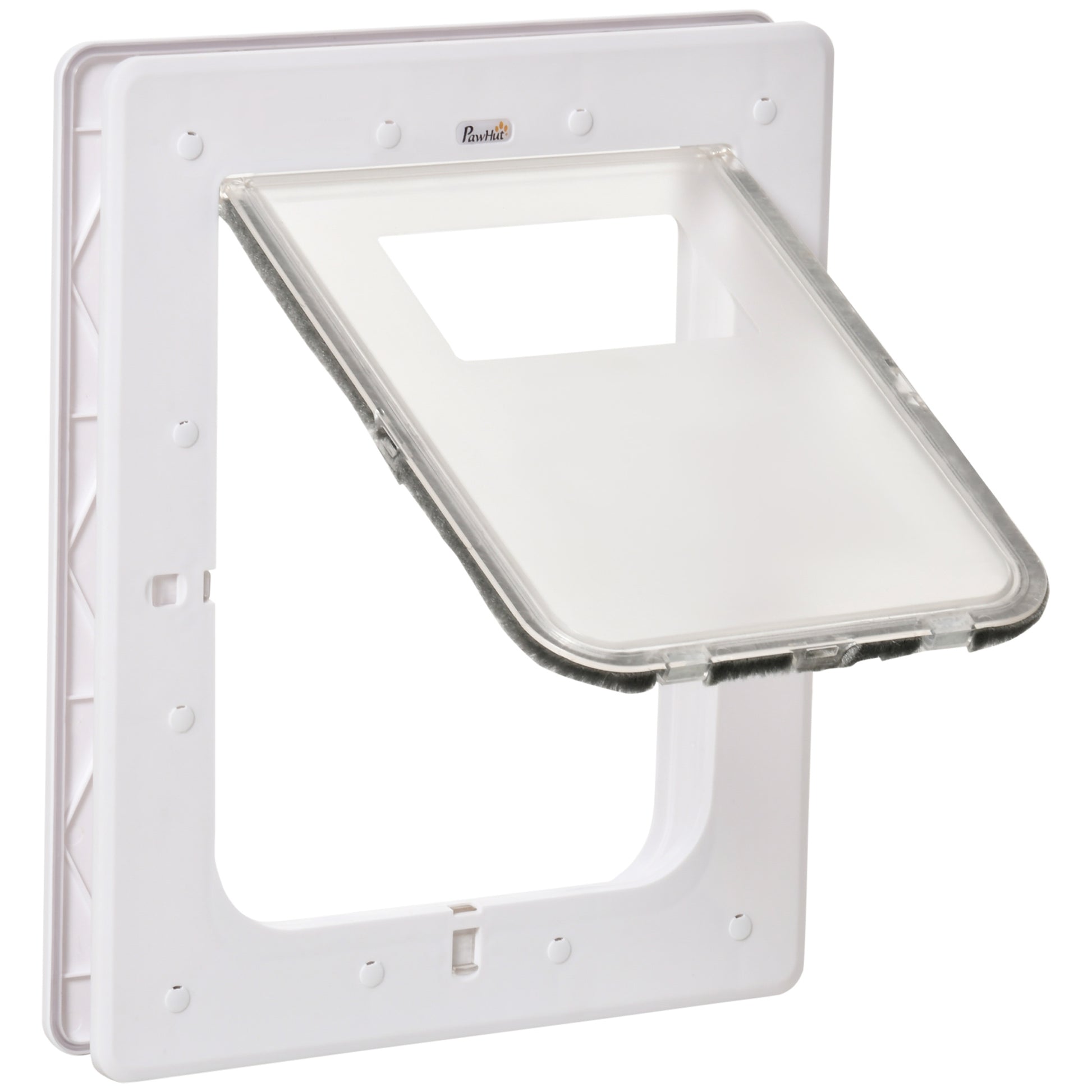 Pawhut Puerta Para Mascotas 31,5x39x5,5cm Con Cierre Magnético De 2 Vías Blanco_0