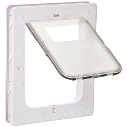 Pawhut Puerta Para Mascotas 31,5x39x5,5cm Con Cierre Magnético De 2 Vías Blanco_0