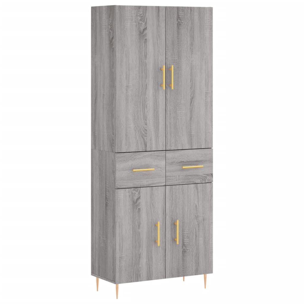 Aparador Alto Madera Contrachapada Gris Sonoma 69,5x34x180 Cm_1