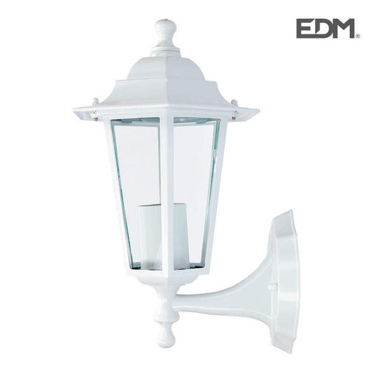 Farol De Aluminio Y Cristal Para Pared. Ip44 E27 60w Color Blanco Ø19,5x21x32cm Modelo Zurich. Edm_0