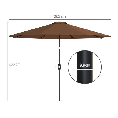 Outsunny Sombrilla Jardín Con 32 Luces Led Solares Inclinable Ø265x233 Cm Marrón_2