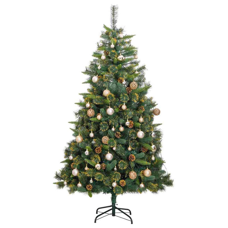 Vidaxl Árbol De Navidad Artificial Con Bisagras 300 Led Y Bolas 210 Cm_3