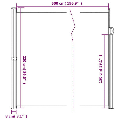 Vidaxl Toldo Lateral Retráctil Crema 220x500 Cm_2