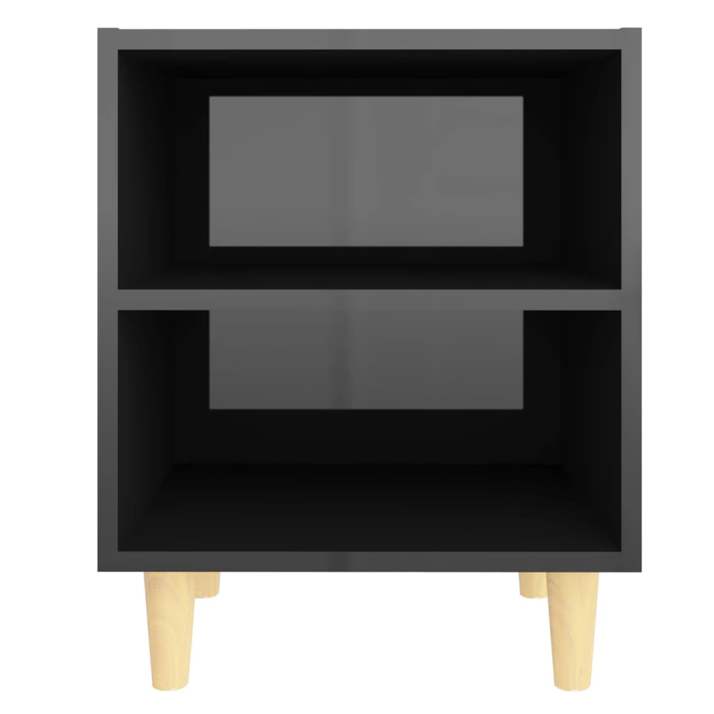 Mesita De Noche Con Patas Madera Negro Brillo 40x30x50 Cm_2