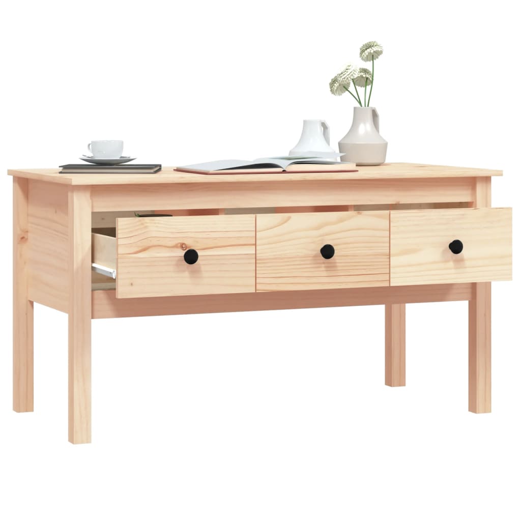 Mesa De Centro De Madera Maciza De Pino 102x49x55 Cm_3