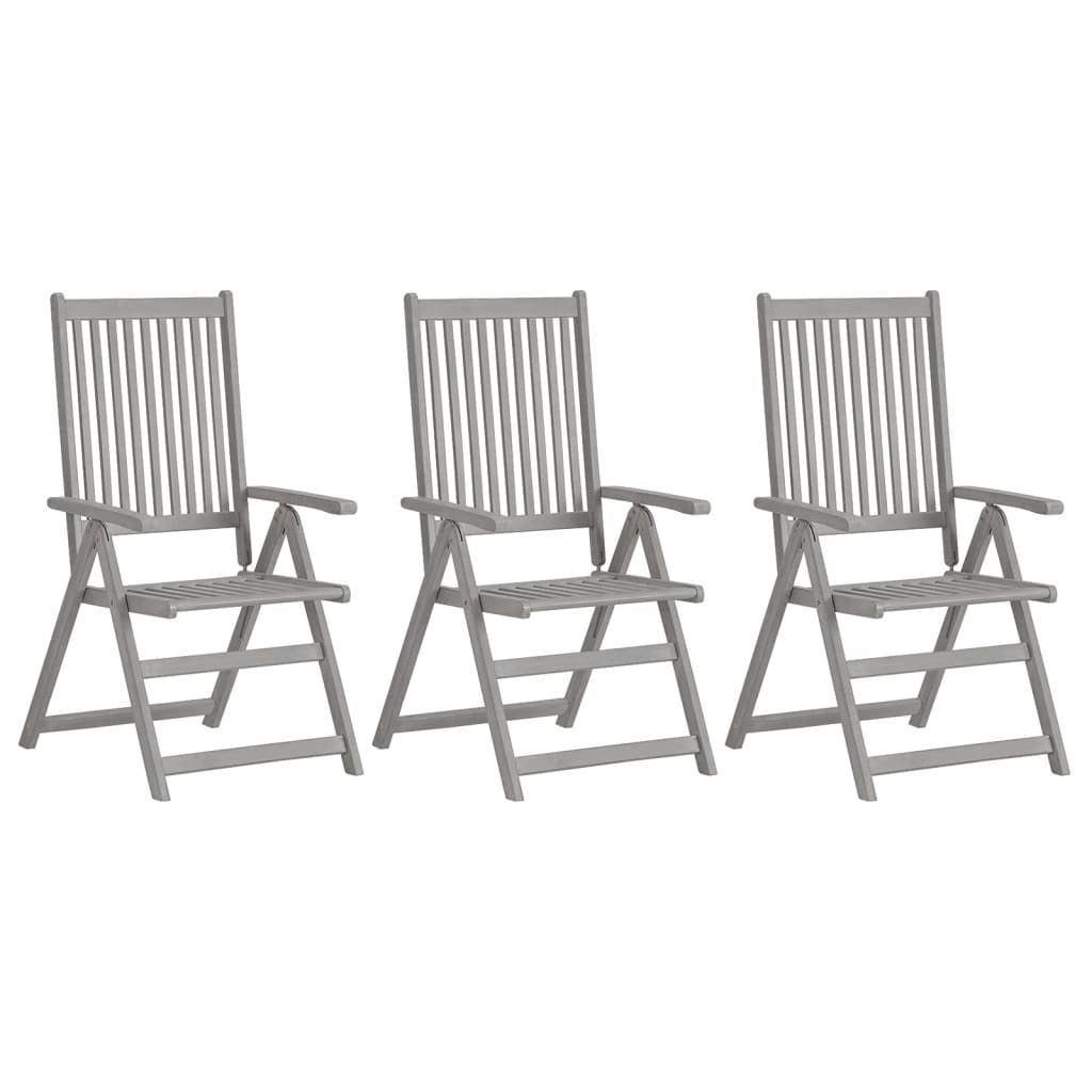 Vidaxl Sillas Reclinables Jardín Y Cojines 3 Uds Madera Maciza Acacia_1