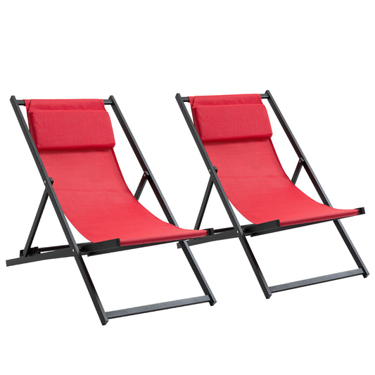 Outsunny Conjunto De 2 Tumbonas Plegables De Aluminio 60x100x85 Cm Blanco_0