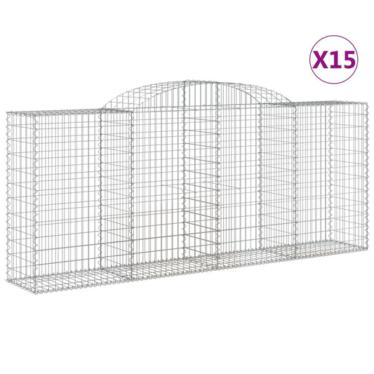 Cestas Gaviones 15 Uds Forma De Arco Hierro 300x50x120/140 Cm_0