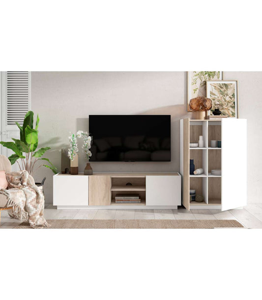 Mueble Auxiliar/bodeguero Celia Acabado Blanco/sahara, 125.6cm(alto) 90.1cm(ancho) 41.6cm(_0