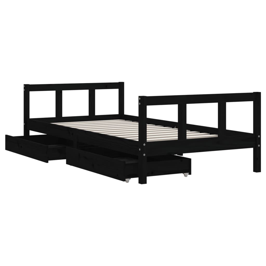 Vidaxl Estructura De Cama Infantil Con Cajones Madera Negro 90x190 Cm_3