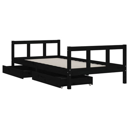 Vidaxl Estructura De Cama Infantil Con Cajones Madera Negro 90x190 Cm_3