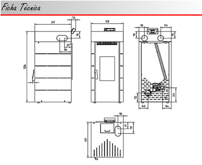 BRICOSOL Estufa de pellets frontal canalizable FM Modelo BP-701 Burdeos_3
