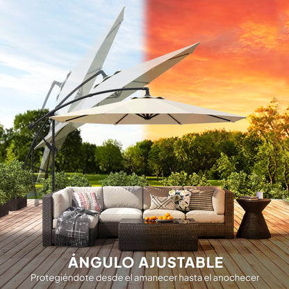 Outsunny Parasol Excéntrico Ø300 Cm Con Base Cruzada Toldo Ajustable Y Manivela_5