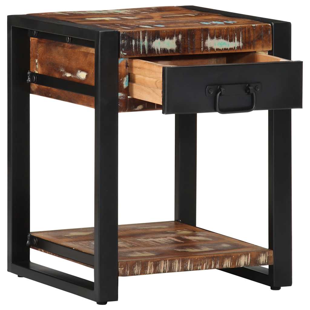 Mesa Auxiliar Multicolor 40x40x50 Cm Madera Maciza Reciclada_1