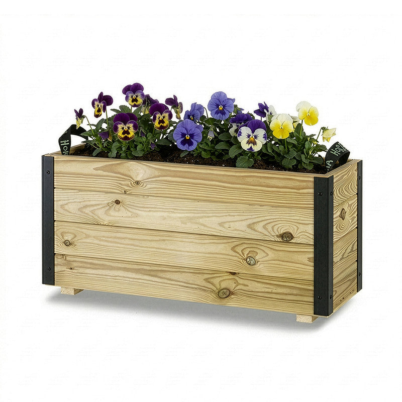 Jardinera De Madera Con Refuerzo De Aluminio 80x30x40 Cm Ghio Al Hortalia_0