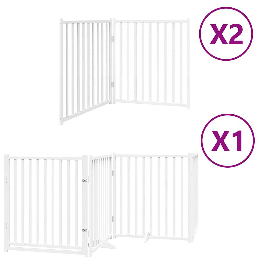 Vidaxl Puerta De Perros Plegable 8 Paneles Madera Álamo Blanca 640 Cm_0