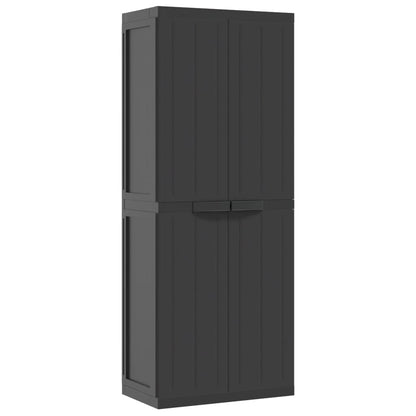 Armario De Almacenaje Exterior Pp Negro 65x37x165 Cm_1