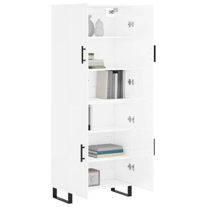 Aparador Alto Madera Contrachapada Blanco Brillo 69,5x34x180 Cm_2