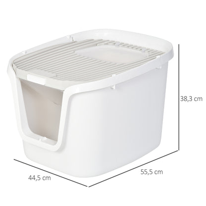 Pawhut Caja De Arena Para Gatos Doble Puerta Arenero Caja Desodorizante Pala_2