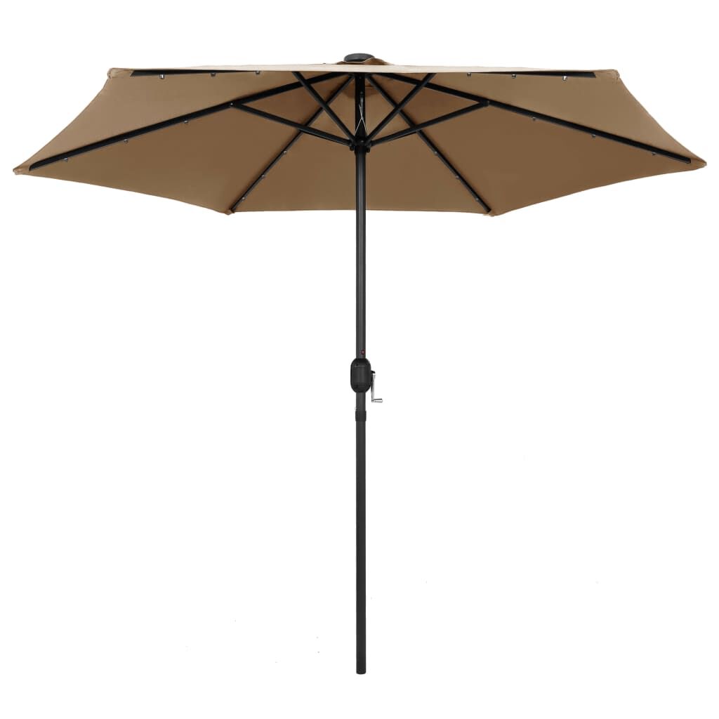 Vidaxl Sombrilla De Jardín Con Luces Led Palo De Aluminio Taupe 270 Cm_1