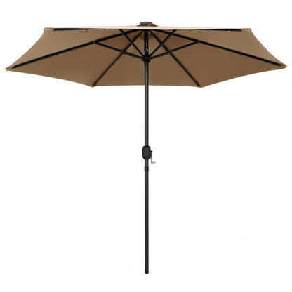 Vidaxl Sombrilla De Jardín Con Luces Led Palo De Aluminio Taupe 270 Cm_1