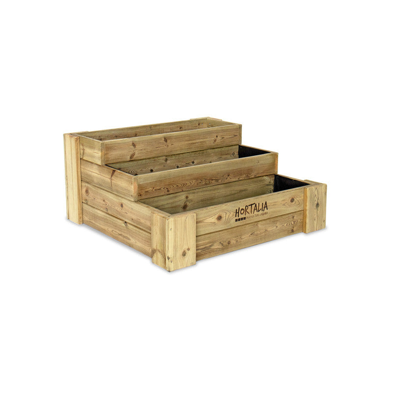 Cajón De Cultivo De Madera Tratada 80x80x40 Cm Box Stairs 80 Hortalia_0
