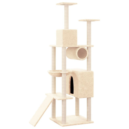 Vidaxl Rascador Para Gatos Con Postes De Sisal Color Crema 168 Cm_4