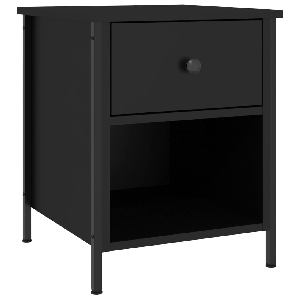 Mesita De Noche Madera De Ingeniería Negro 40x42x50 Cm_0