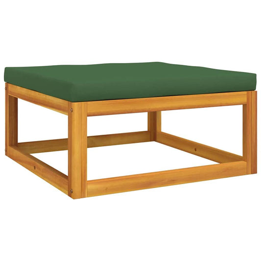 Vidaxl Reposapiés De Jardín Madera Maciza Acacia Con Cojín Verde_0