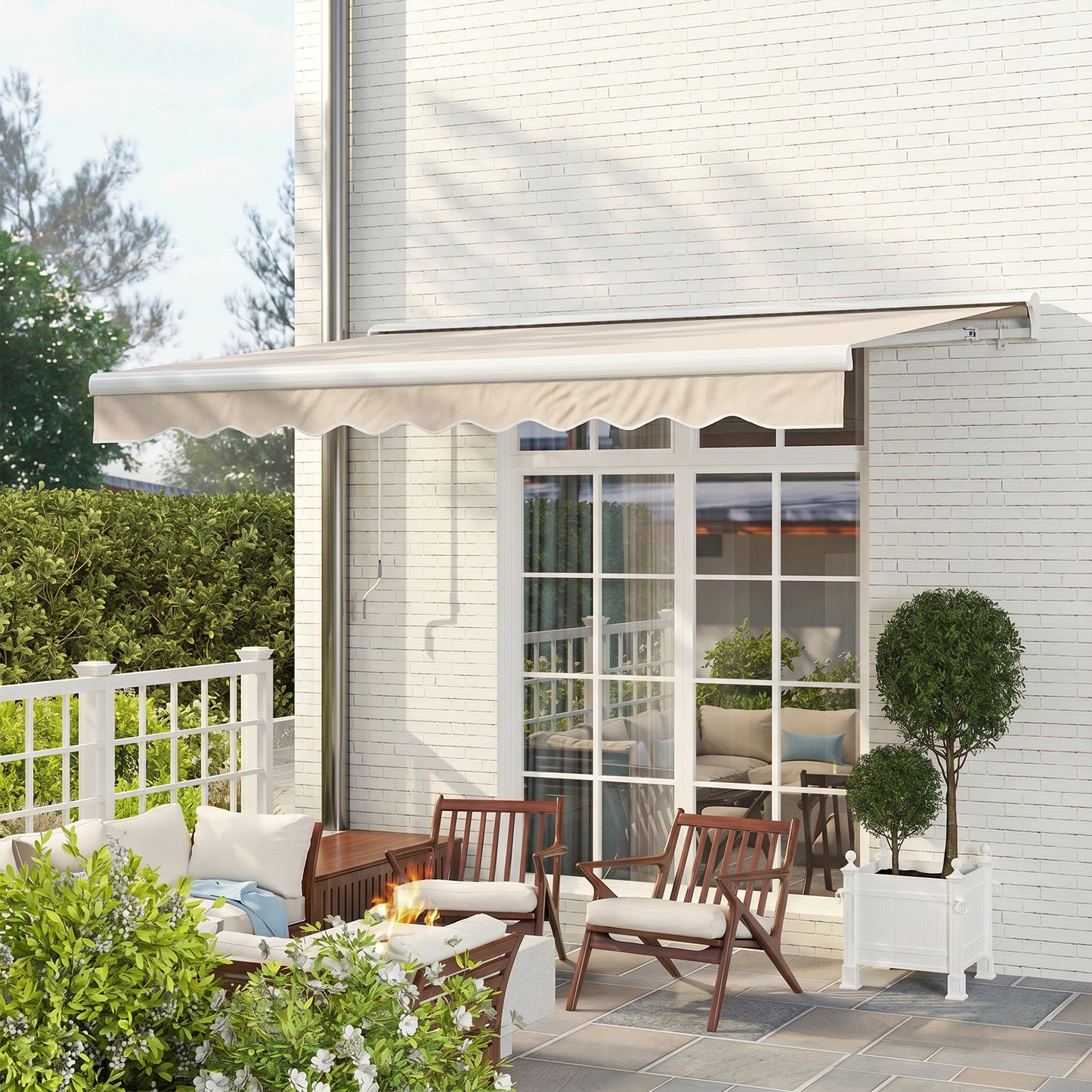Outsunny Toldo Manual Plegable De Aluminio Manivela Ángulo Ajustable 2,95x2,5m_4