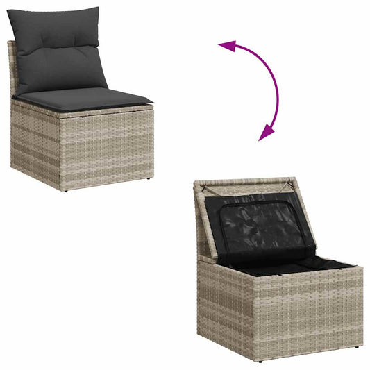 Set De Sofás De Jardín 7 Pzas Con Cojines Ratán Pe Gris Claro / Vetonek_0