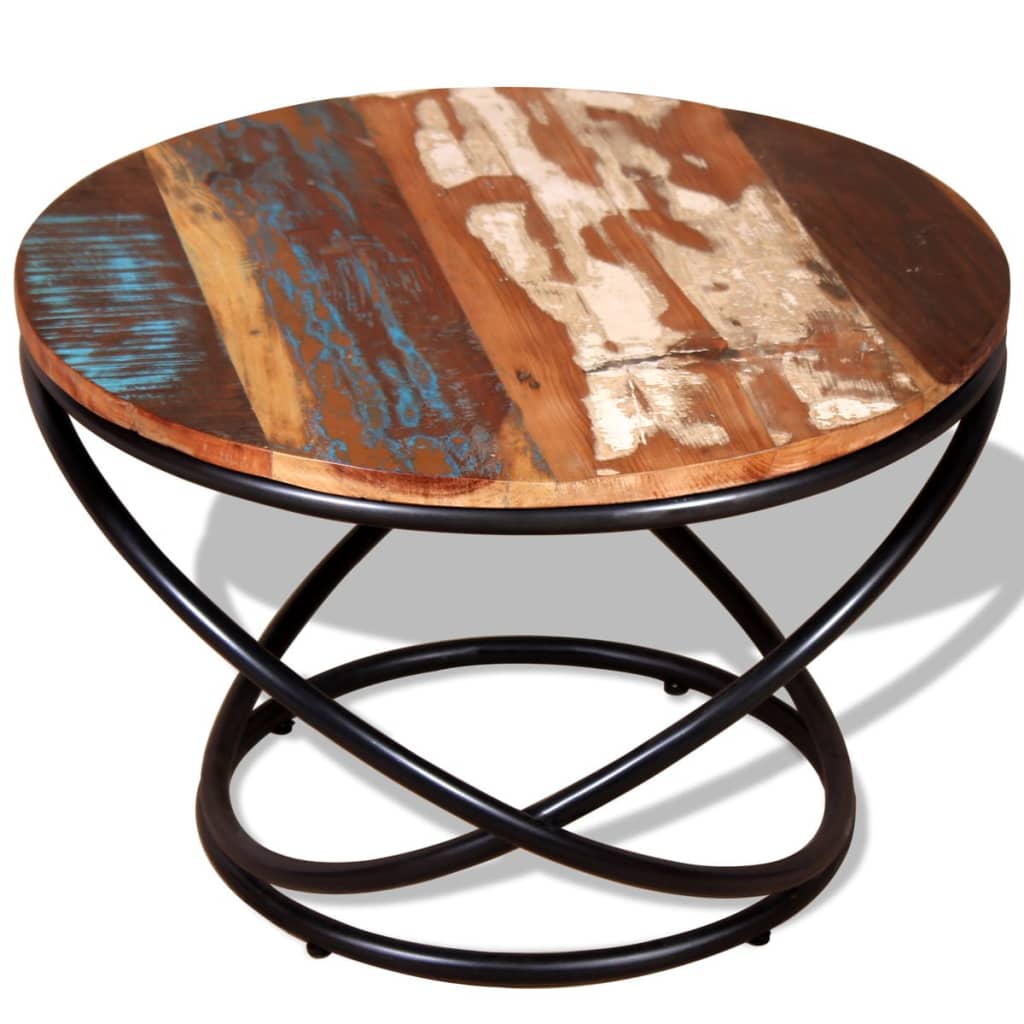 Mesa De Centro De Madera Maciza Reciclada 60x60x40 Cm_4