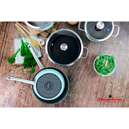 Batería Cocina Inducción 6 Piezas, Antiadherente Libre Pfoa Exterior Verde Menta Retro Vintage Magefesa Nordic, Verde_2