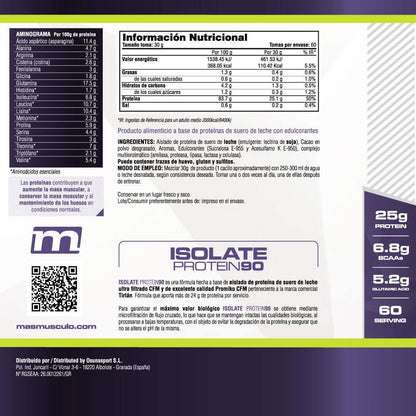 Isolate 90 Cfm - 1,8 Kg - Chocolate Con Leche - Aumenta La Masa Muscular - Masmusculo_4