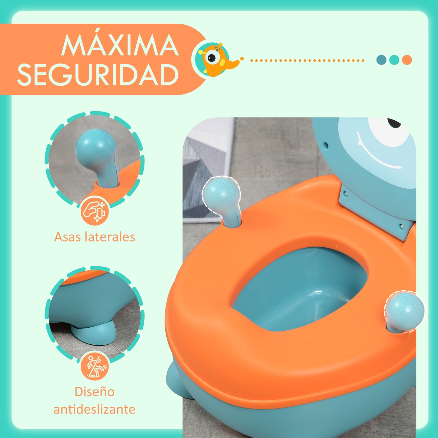 Zonekiz Orinal Para Bebé De 6-36 Meses Portátil Con Tapa 35,6x35,7x22,2 Cm Azul_3
