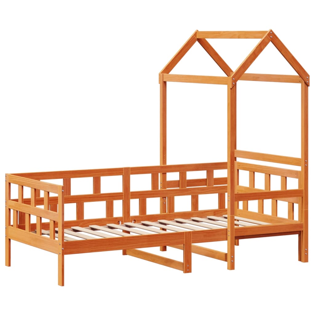Sofá Cama Con Techo Madera Maciza Pino Marrón Cera 80x200 Cm_2