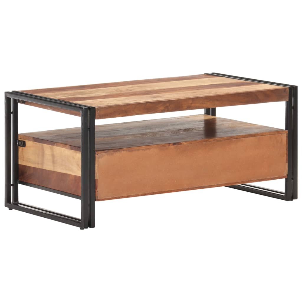 Mesa De Centro De Madera Maciza De Acacia 100x55x45 Cm_1