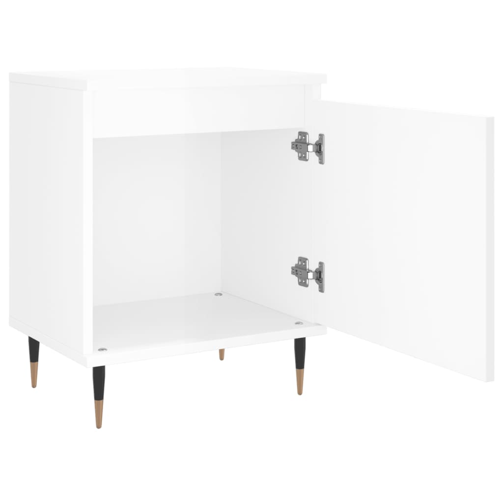 Mesitas Noche 2 Uds Madera Ingeniería Blanco Brillo 40x30x50 Cm_4