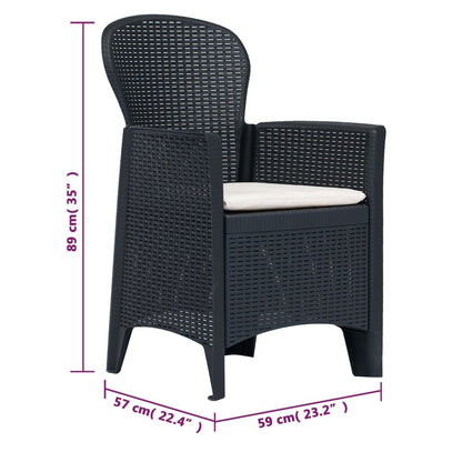 Vidaxl Comedor De Jardín 7 Piezas Plástico Aspecto De Ratán Antracita_2