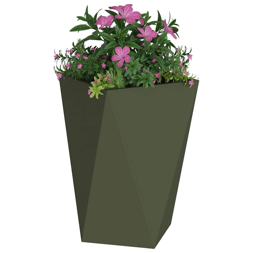 Jardinera 2 Pcs Verde Oliva 50 X 50 X 75 Cm Acero_2