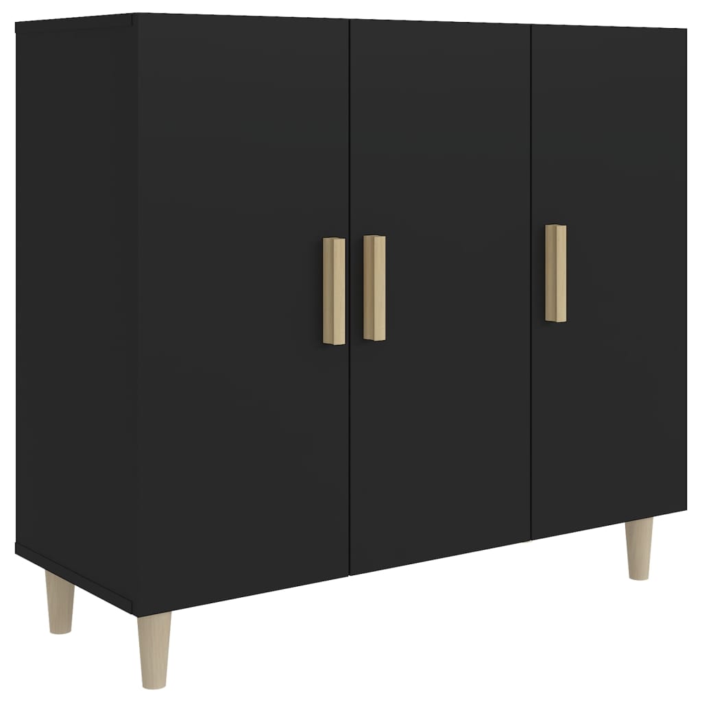 Aparador De Madera De Ingeniería Negro 90x34x80 Cm / Vetonek_3