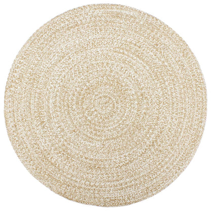 Alfombra Hecha A Mano De Yute Marrón Y Blanco 180 Cm / Vetonek_4