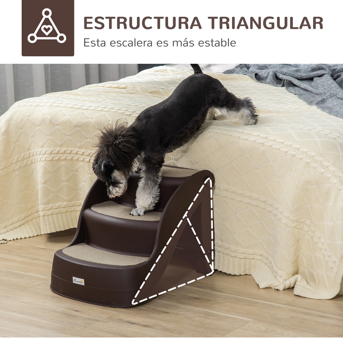 Pawhut Escalera Para Perros Plegable Con Alfombras Antideslizantes 49x38x38 Cm_5